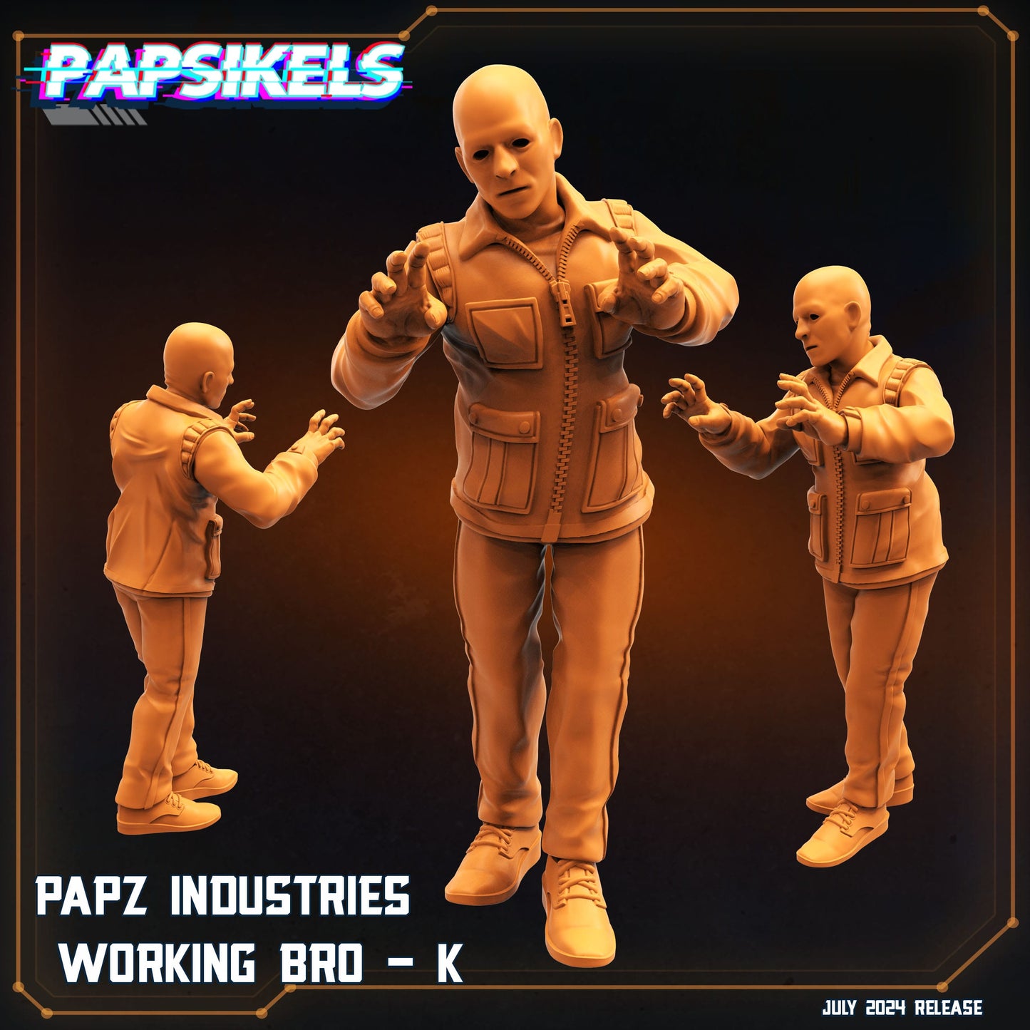 3D Printed Papsikels Papz Industries Working Bro Set July 2024 Scifi 28mm 32mm - 3D Printing Boss 
