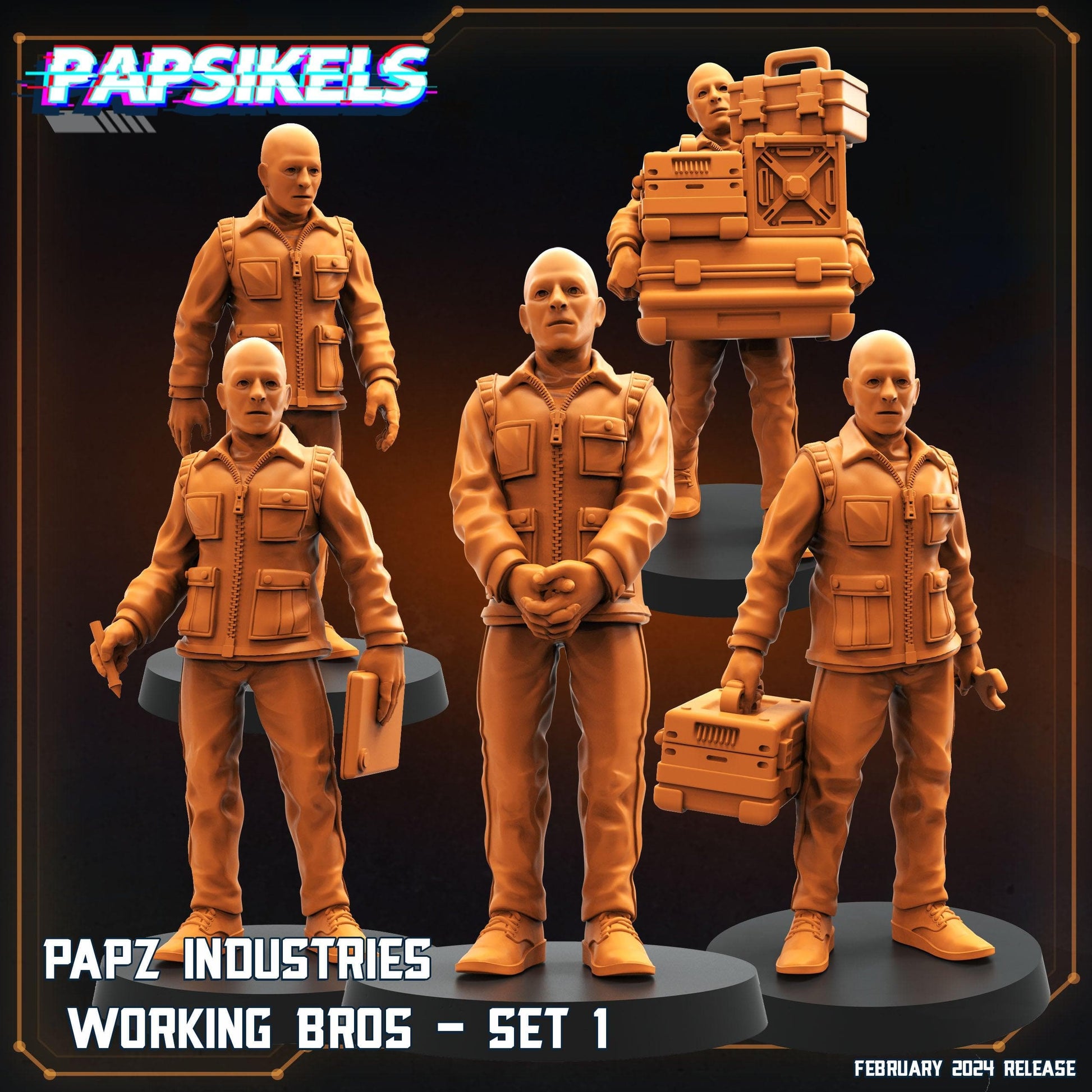 3D Printed Papsikels Papz Industries Working Bros Set 1 28mm 32mm - 3D Printing Boss 