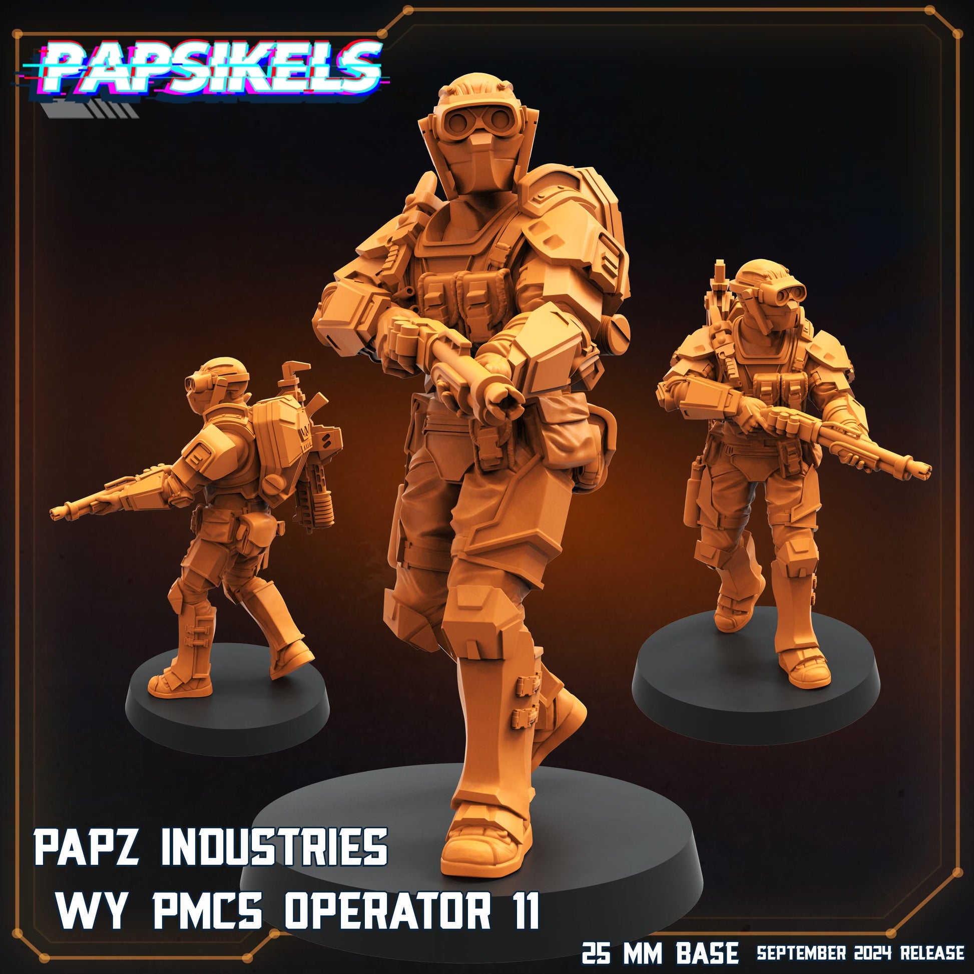 3D Printed Papsikels Papz Industries Wy Pmcs Operator 11 SEPTEMBER 2024 SCIFI 28mm 32mm - 3D Printing Boss 