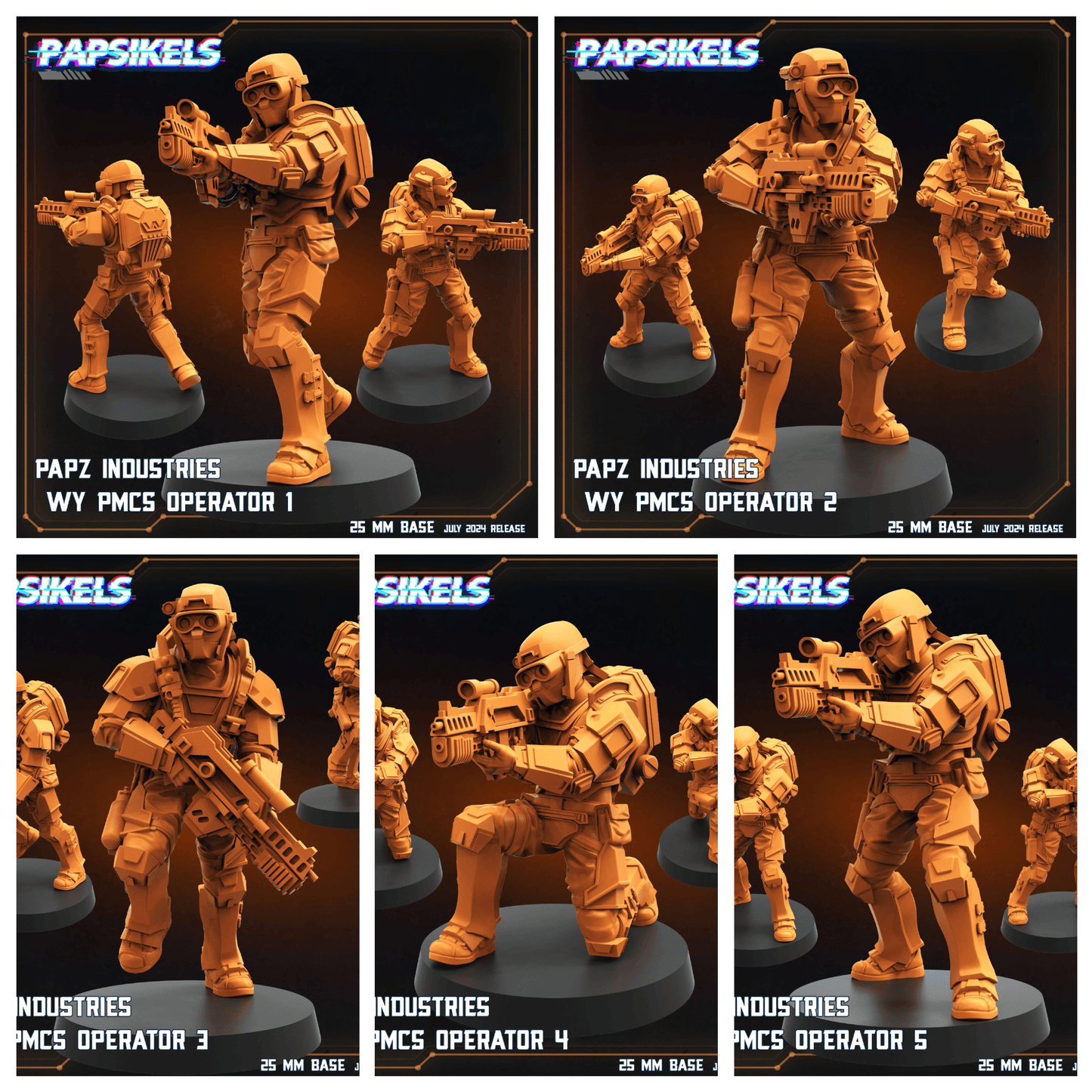 3D Printed Papsikels Papz Industries Wy Pmcs Operator Set July 2024 Scifi 28mm 32mm - 3D Printing Boss 