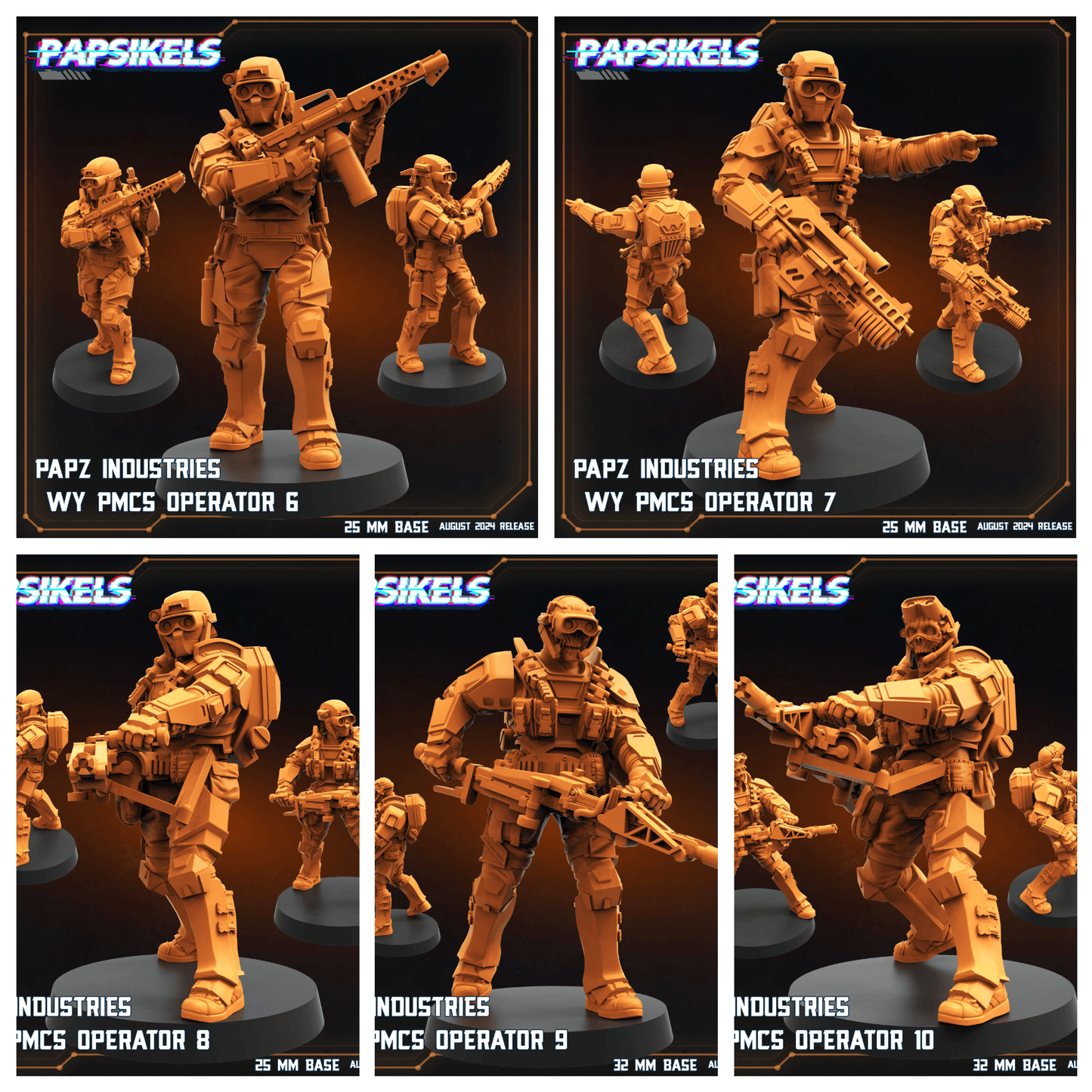 3D Printed Papsikels Papz Industries Wy Pmcs Set August 2024 Scifi 28mm 32mm - 3D Printing Boss 