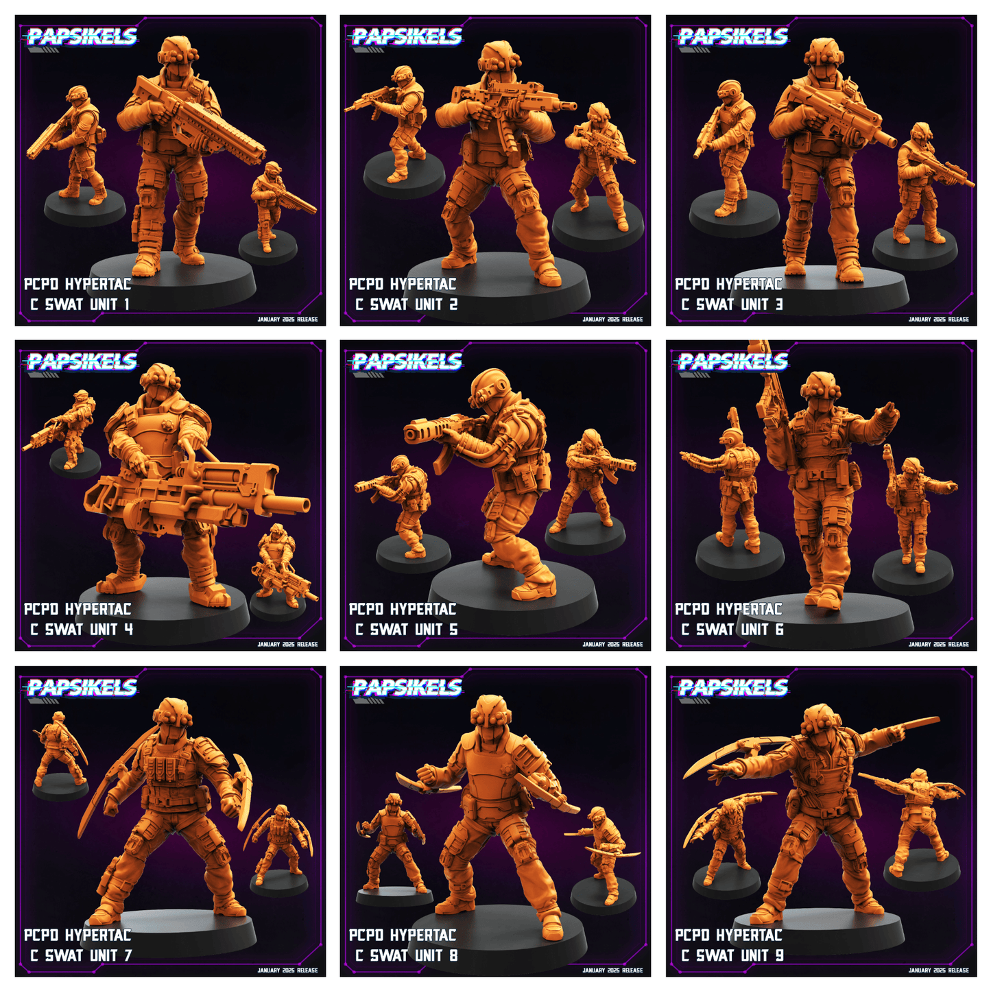 3D Printed Papsikels Pcpd Hypertac C Swat Set January 2025 - Cyberpunk 28mm 32mm - 3D Printing Boss 