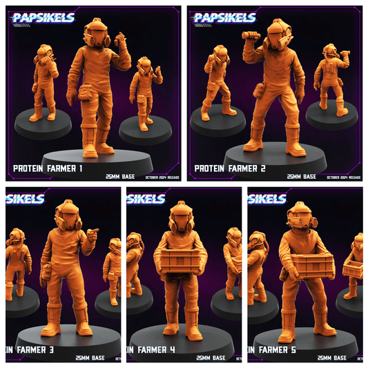 3D Printed Papsikels Protein Farmer Set October 2024 Cyberpunk 28mm 32mm - 3D Printing Boss 