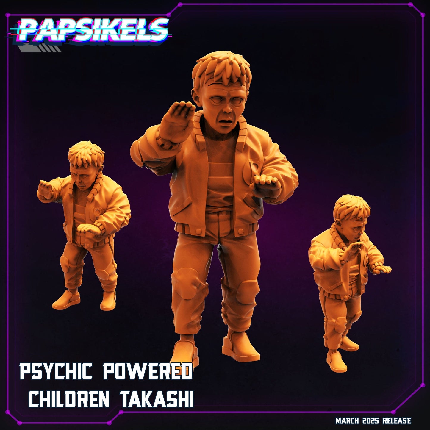 3D Printed Papsikels Psychic Powered Children MARCH 2025 CYBERPUNK 28mm 32mm - 3D Printing Boss 