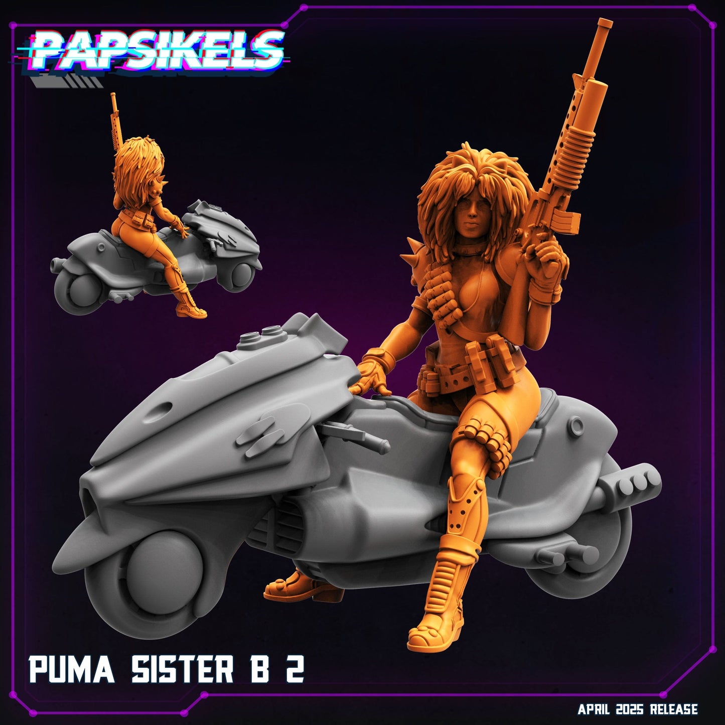 3D Printed Papsikels Puma Sisters April 2025 Cyberpunk 28mm 32mm - 3D Printing Boss 
