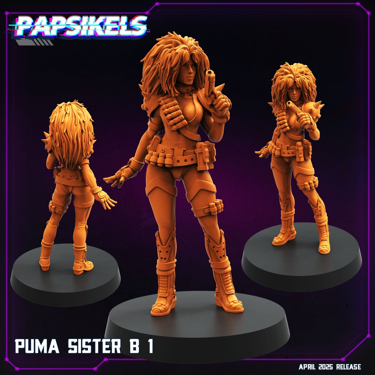 3D Printed Papsikels Puma Sisters April 2025 Cyberpunk 28mm 32mm - 3D Printing Boss 