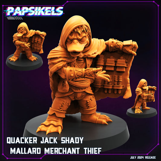 3D Printed Papsikels Quacker Jack Shady Mallard Merchant Thief July 2024 Cyberpunk 28mm 32mm - 3D Printing Boss 