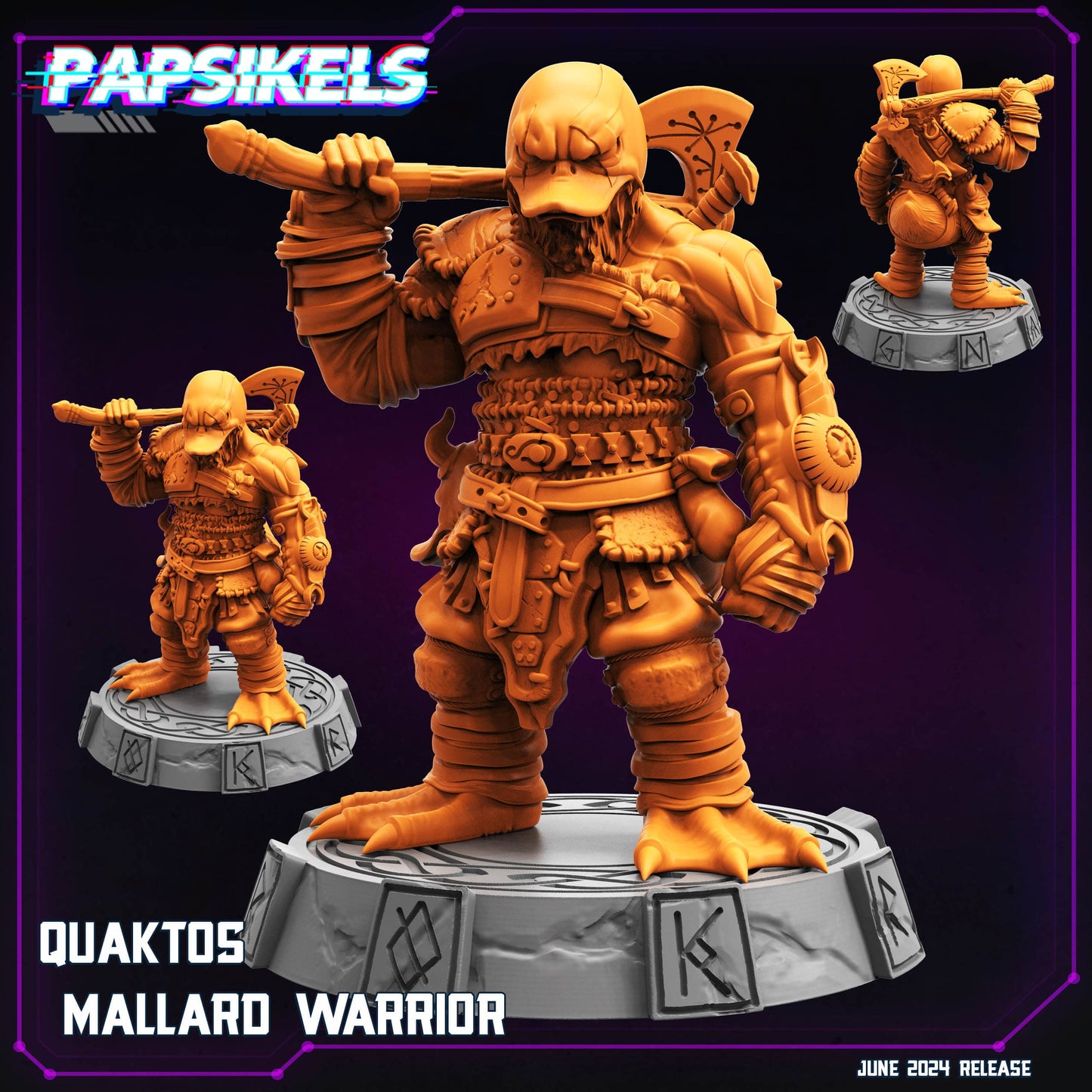 3D Printed Papsikels Quacktos Mallard Warrior JUNE 2024 TRIBES - CYBERPUNK 28mm 32mm - 3D Printing Boss 