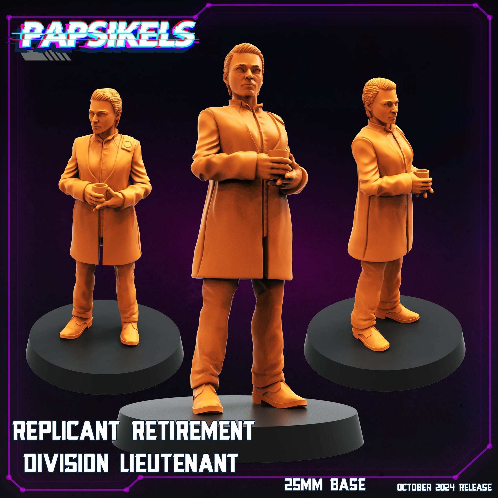 3D Printed Papsikels Replicant Retirement Division Lieutenant October 2024 Cyberpunk 28mm 32mm - 3D Printing Boss 