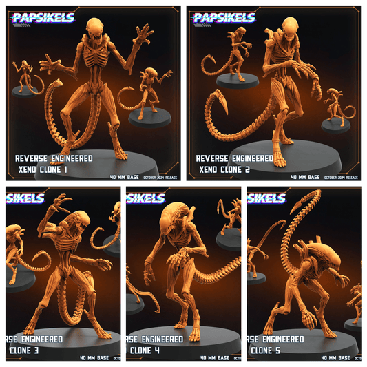3D Printed Papsikels Reverse Engineered Xeno Clone Set October 2024 SciFi 28mm 32mm - 3D Printing Boss 