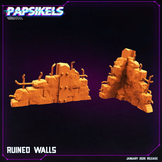 3D Printed Papsikels Ruined Walls January 2025 - Cyberpunk 28mm 32mm - 3D Printing Boss 