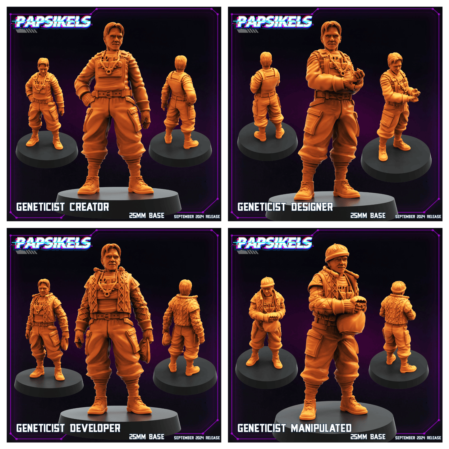 3D Printed Papsikels SEPTEMBER 2024 CYBERPUNK Geneticist Set 28mm 32mm - 3D Printing Boss 