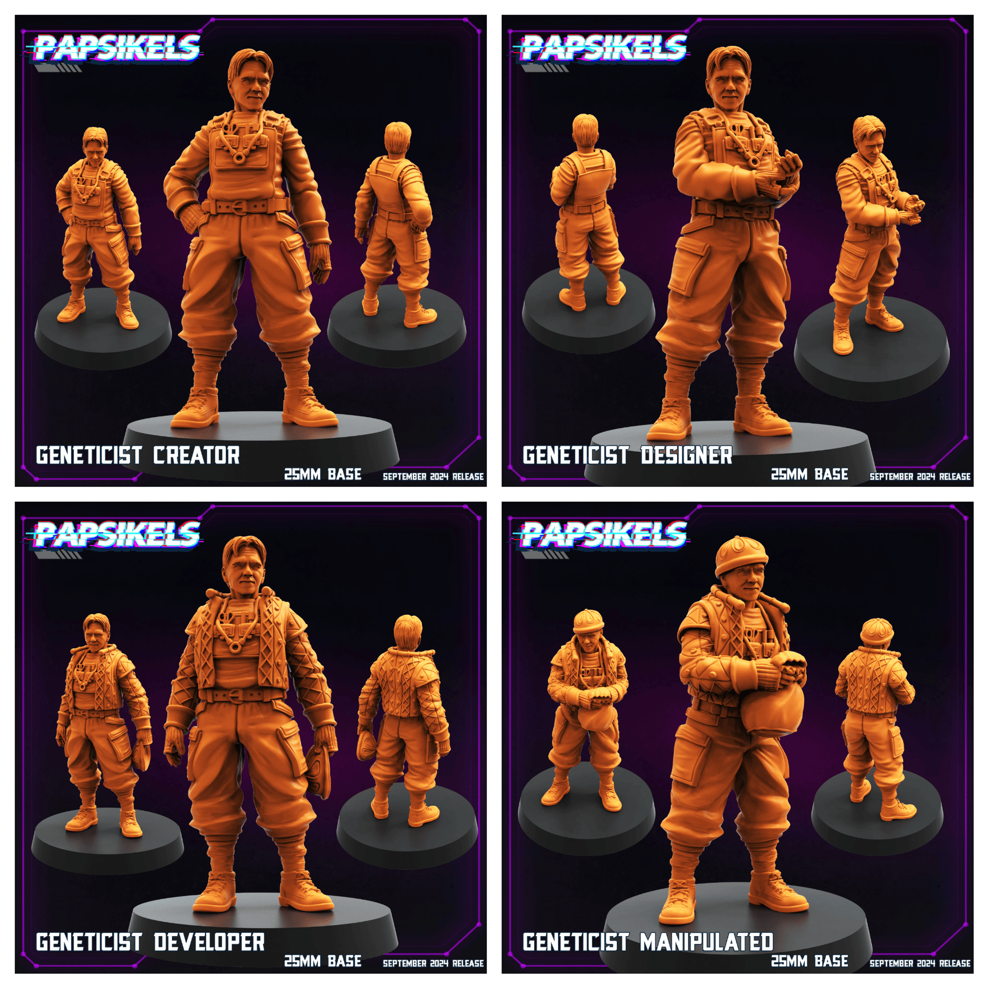 3D Printed Papsikels SEPTEMBER 2024 CYBERPUNK Geneticist Set 28mm 32mm - 3D Printing Boss 