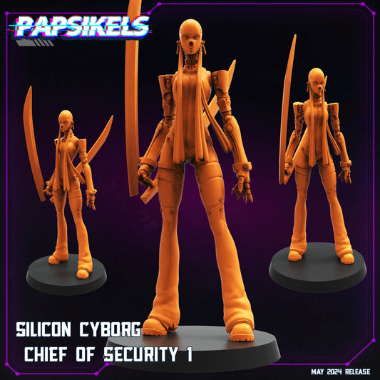 3D Printed Papsikels SILICON CYBORG CHIEF OF SECURITY 1 May 2024 Cyberpunk 28mm 32mm - 3D Printing Boss 