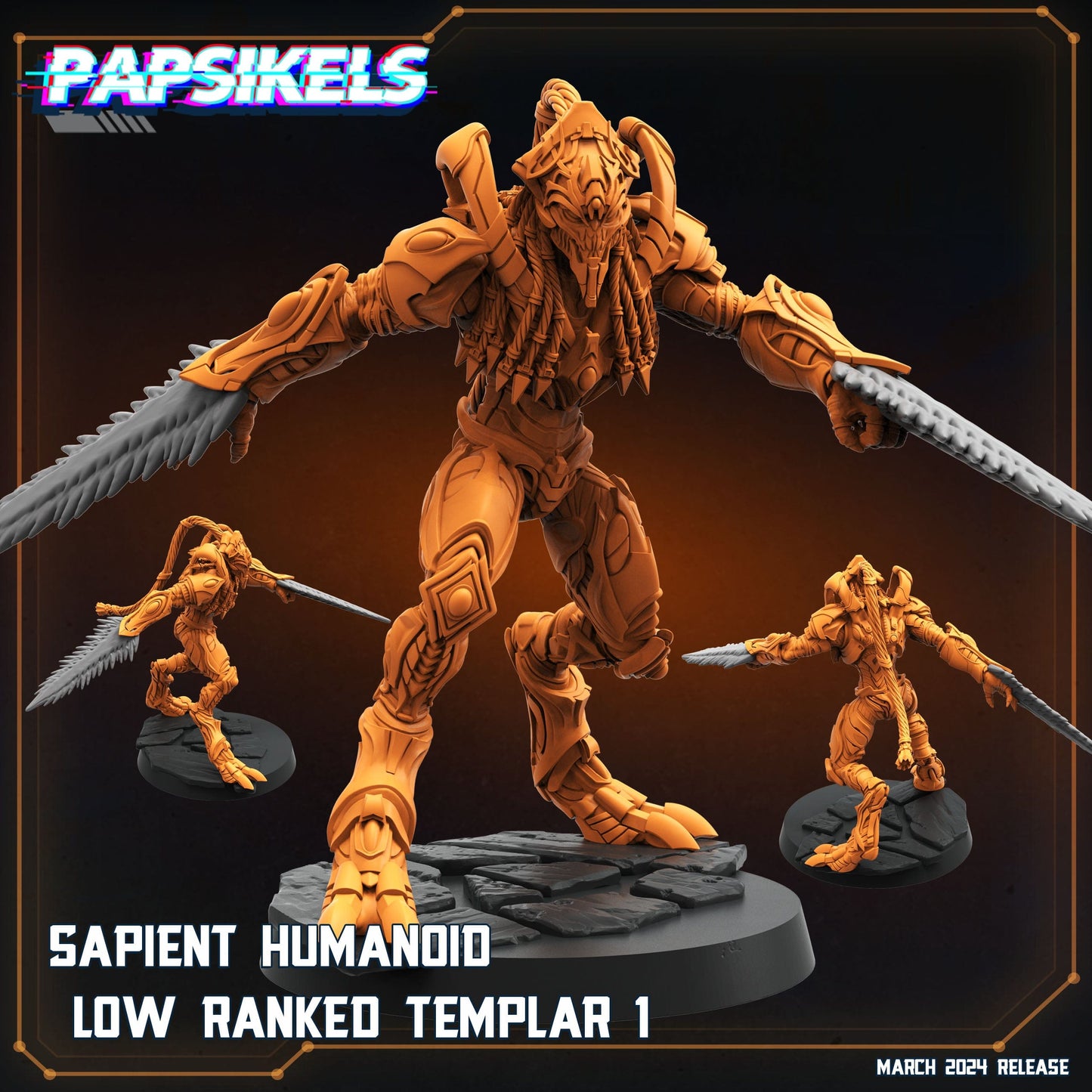 3D Printed Papsikels Sapient Humanoid Low Ranked Templars MARCH 2025 CYBERPUNK 28mm 32mm - 3D Printing Boss 