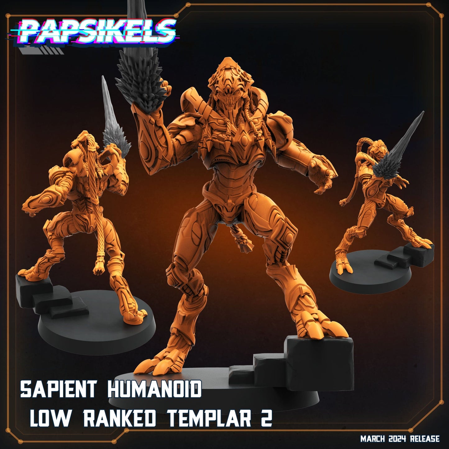 3D Printed Papsikels Sapient Humanoid Low Ranked Templars MARCH 2025 CYBERPUNK 28mm 32mm - 3D Printing Boss 