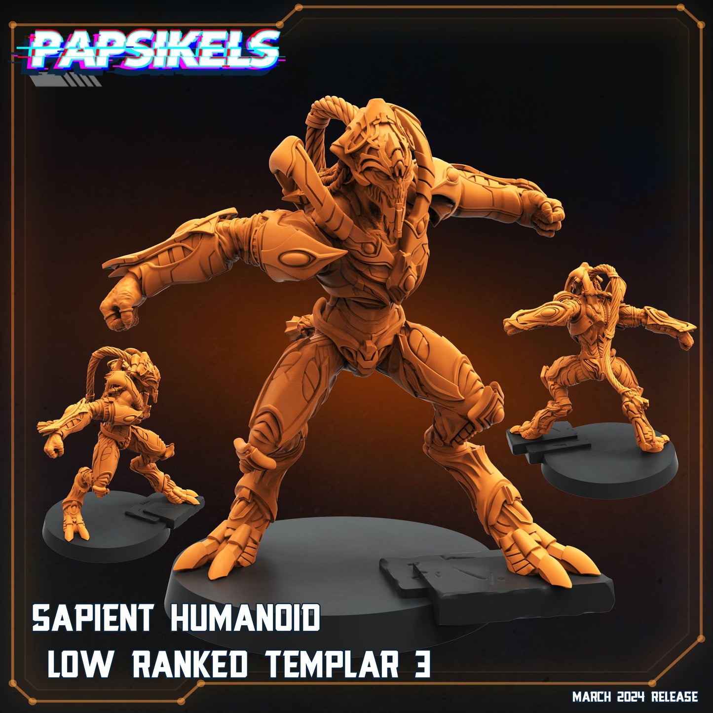 3D Printed Papsikels Sapient Humanoid Low Ranked Templars MARCH 2025 CYBERPUNK 28mm 32mm - 3D Printing Boss 