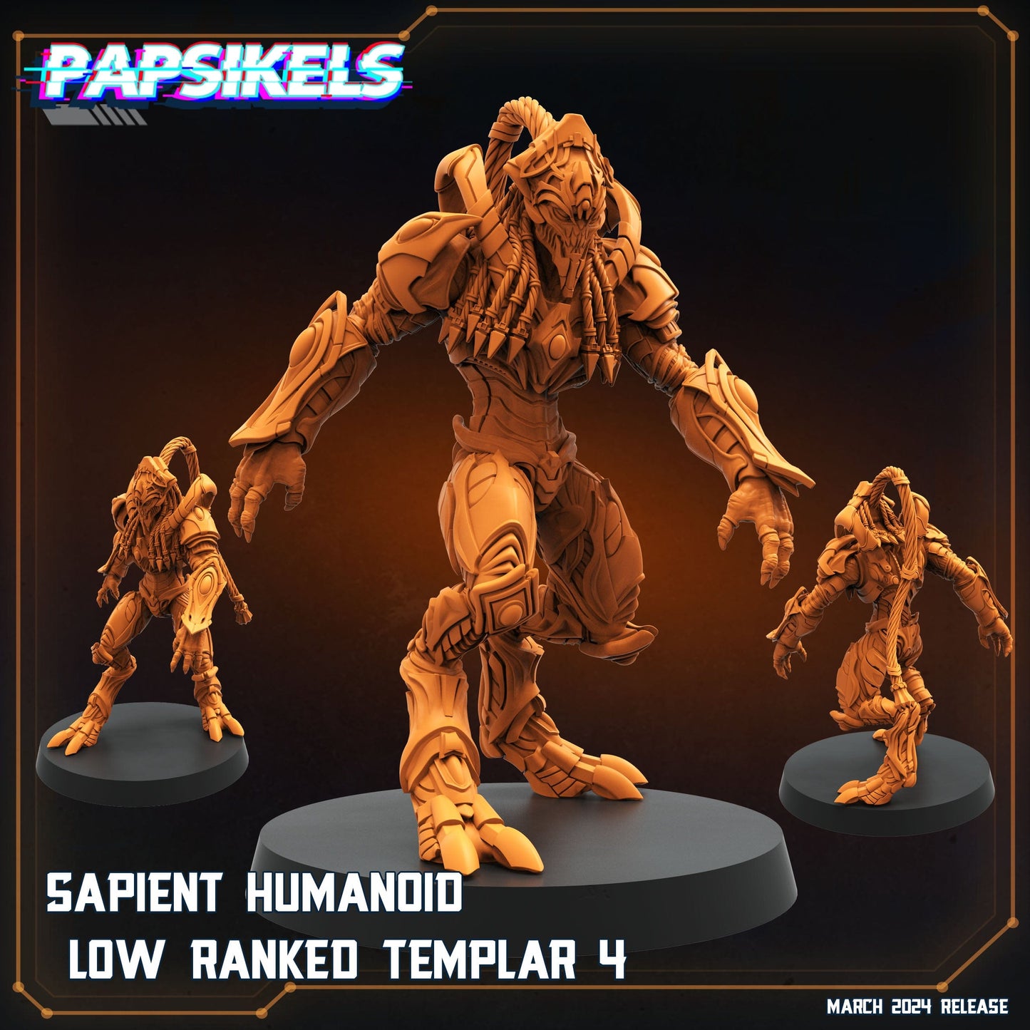3D Printed Papsikels Sapient Humanoid Low Ranked Templars MARCH 2025 CYBERPUNK 28mm 32mm - 3D Printing Boss 