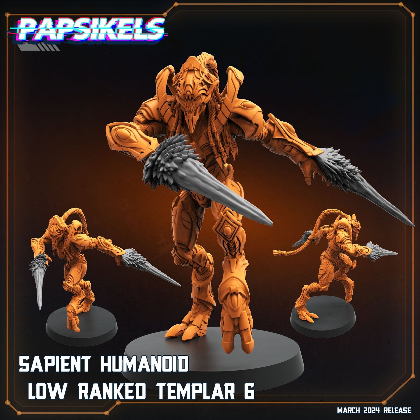 3D Printed Papsikels Sapient Humanoid Low Ranked Templars MARCH 2025 CYBERPUNK 28mm 32mm - 3D Printing Boss 