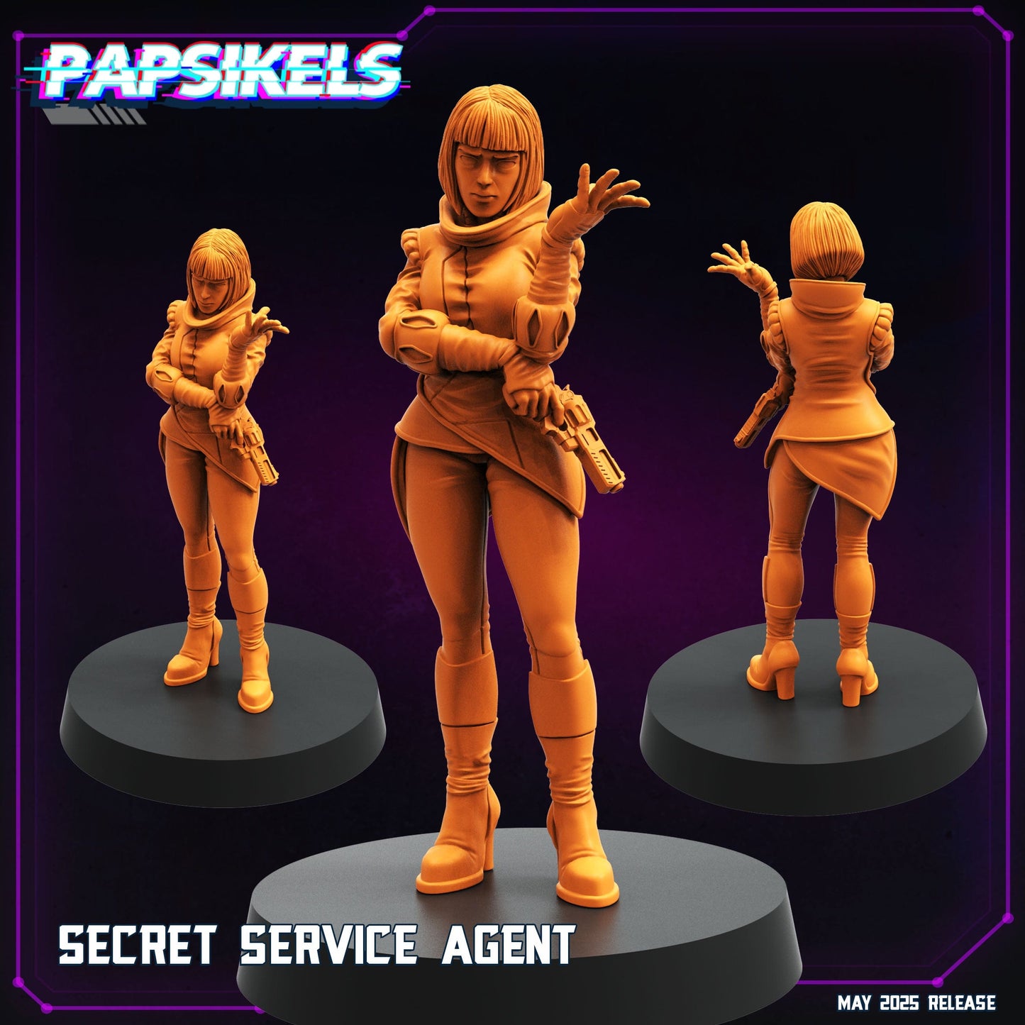 3D Printed Papsikels Secret Service Agent Set May 2025 Cyberpunk Set 28mm 32mm - 3D Printing Boss 