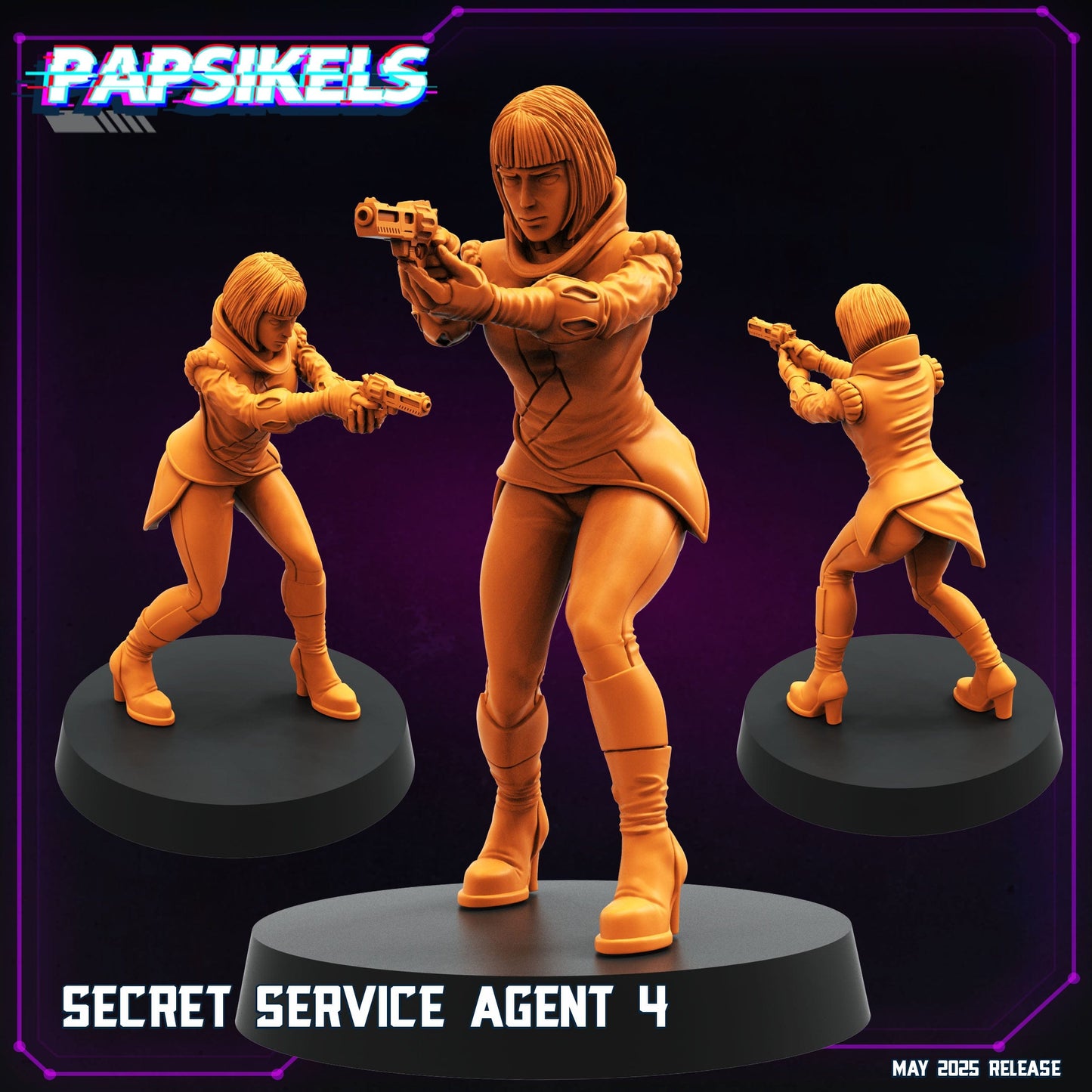 3D Printed Papsikels Secret Service Agent Set May 2025 Cyberpunk Set 28mm 32mm - 3D Printing Boss 