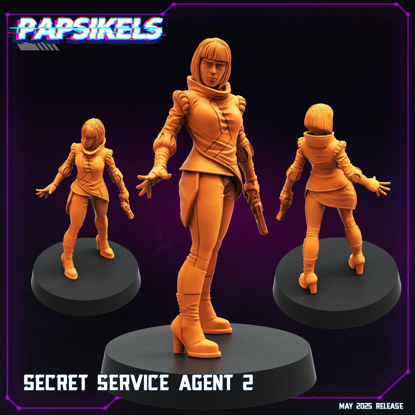 3D Printed Papsikels Secret Service Agent Set May 2025 Cyberpunk Set 28mm 32mm - 3D Printing Boss 