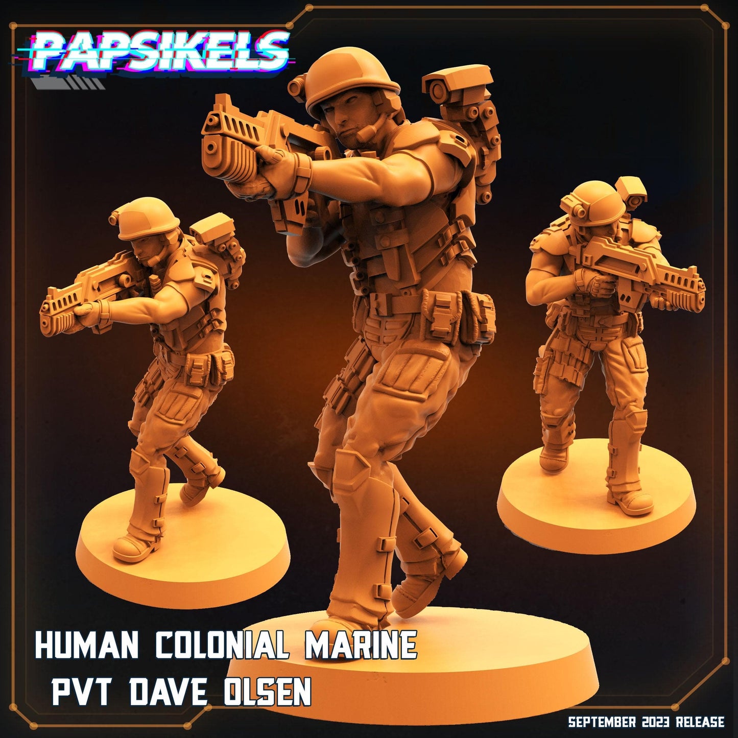 3D Printed Papsikels September 2023 - Aliens Vs Humans 6 Human Colonial Mariner 28mm 32mm - 3D Printing Boss 