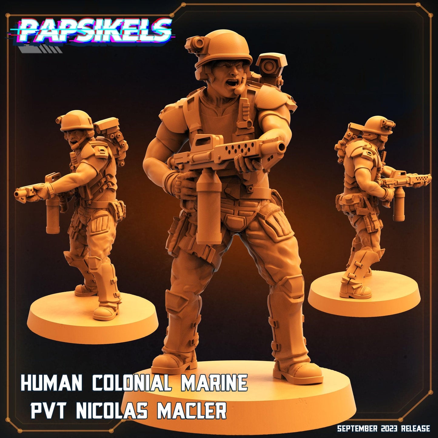 3D Printed Papsikels September 2023 - Aliens Vs Humans 6 Human Colonial Mariner 28mm 32mm - 3D Printing Boss 