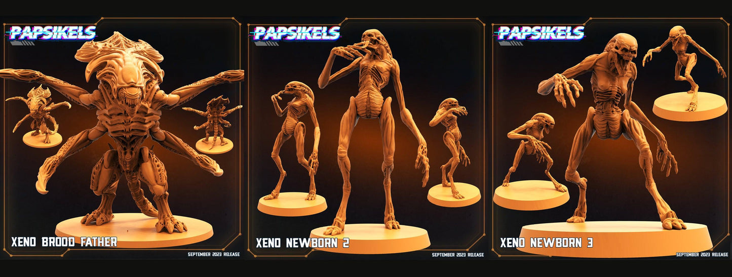 3D Printed Papsikels September 2023 - Aliens Vs Humans 6 Xeno Set 28mm 32mm - 3D Printing Boss 