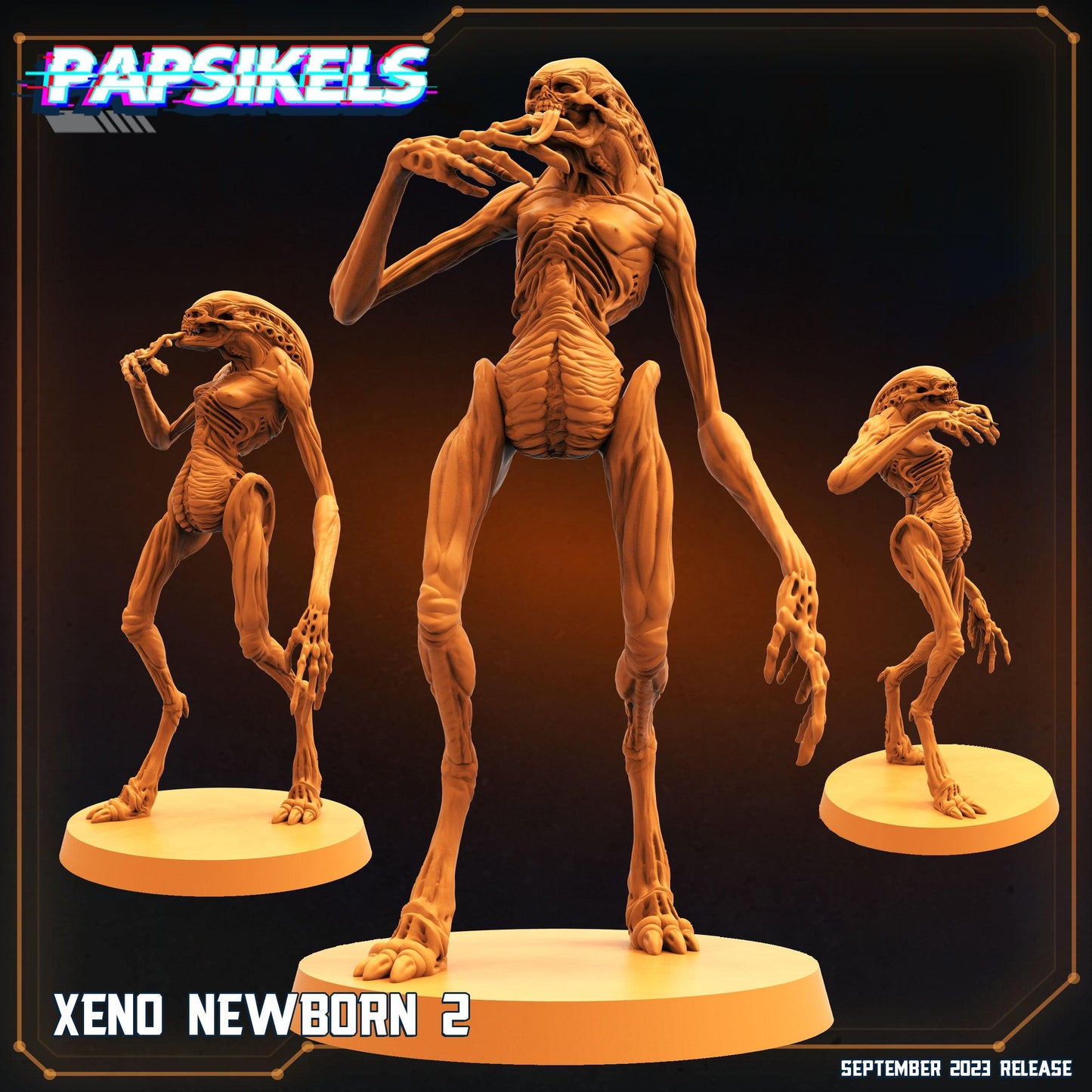3D Printed Papsikels September 2023 - Aliens Vs Humans 6 Xeno Set 28mm 32mm - 3D Printing Boss 