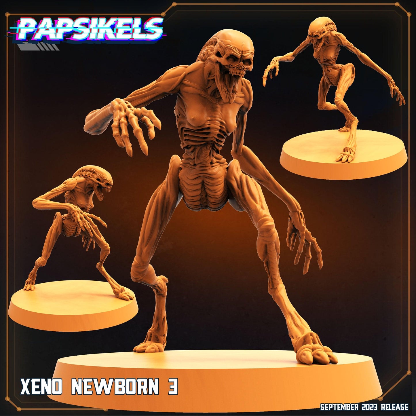 3D Printed Papsikels September 2023 - Aliens Vs Humans 6 Xeno Set 28mm 32mm - 3D Printing Boss 