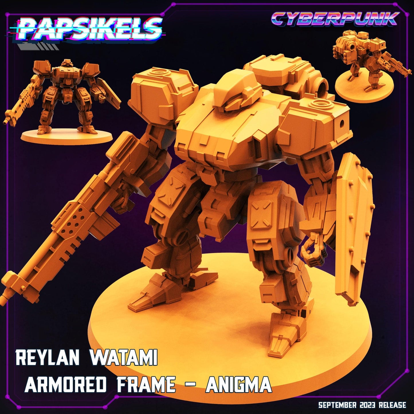 3D Printed Papsikels September 2023 Cyberpunk Armored Frame Papz Industries Set 28mm 32mm - 3D Printing Boss 