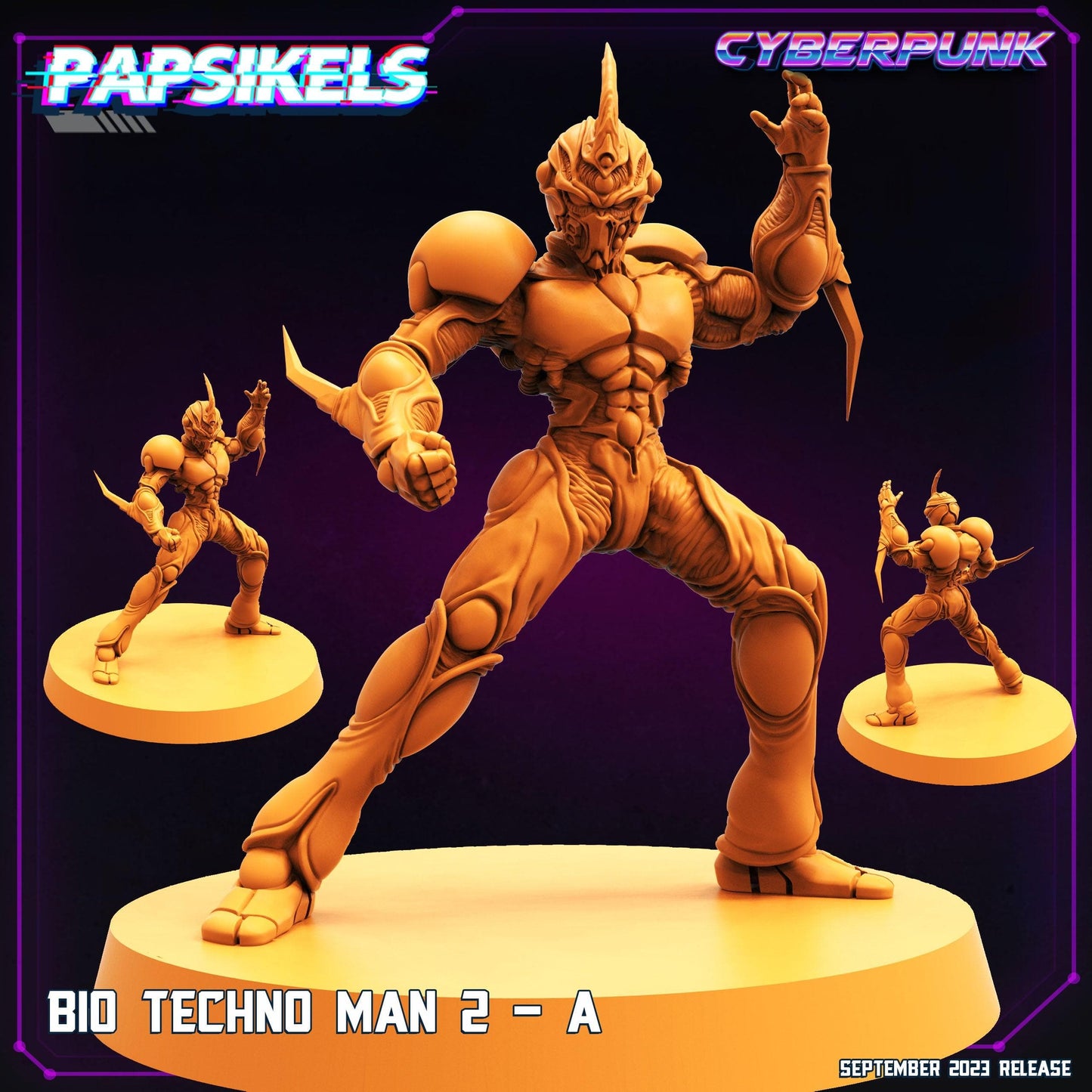 3D Printed Papsikels September 2023 Cyberpunk Bio Techno Man 1 Set 28mm 32mm - 3D Printing Boss 