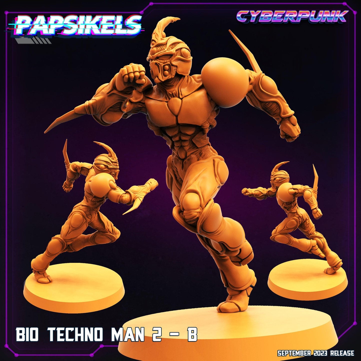 3D Printed Papsikels September 2023 Cyberpunk Bio Techno Man 1 Set 28mm 32mm - 3D Printing Boss 