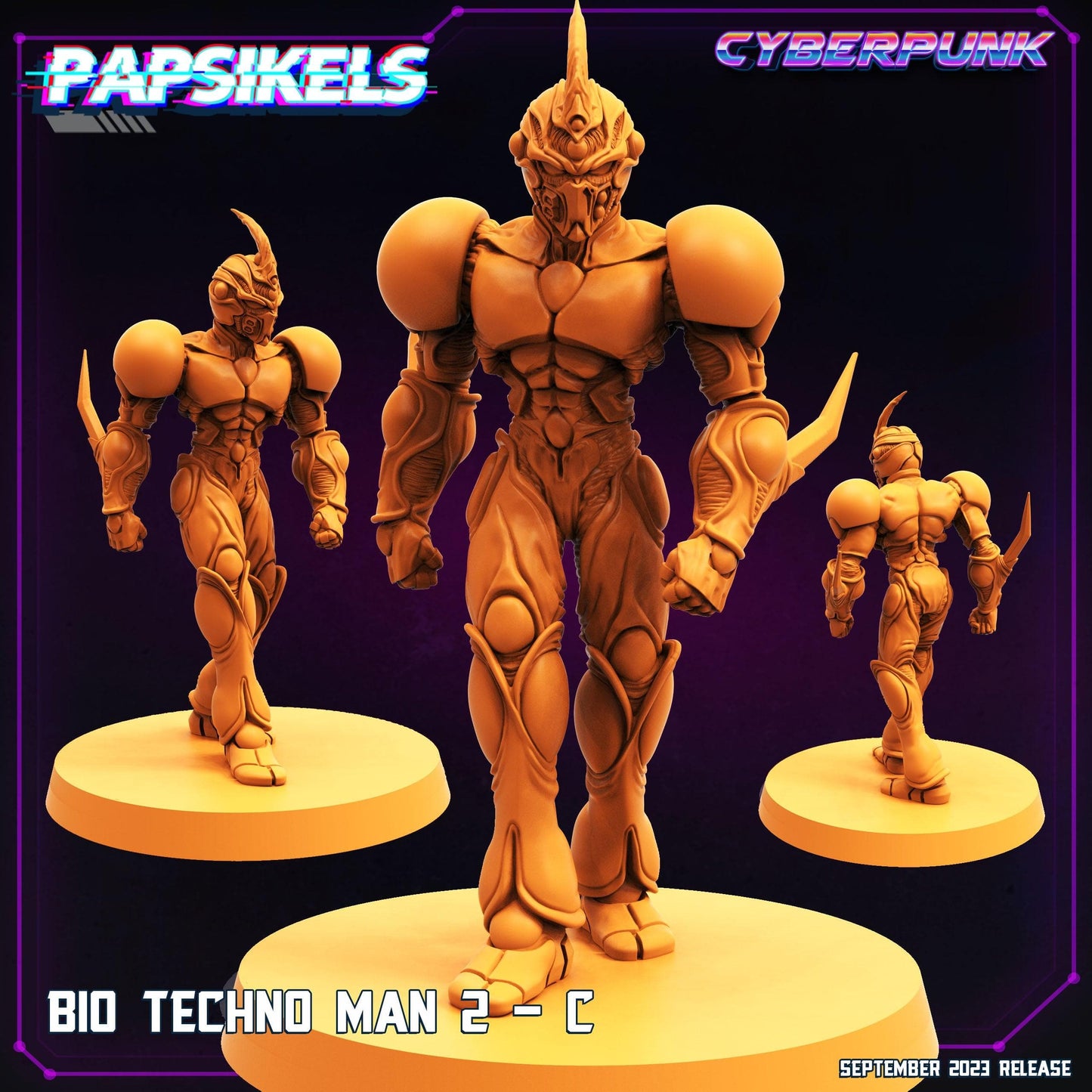 3D Printed Papsikels September 2023 Cyberpunk Bio Techno Man 1 Set 28mm 32mm - 3D Printing Boss 