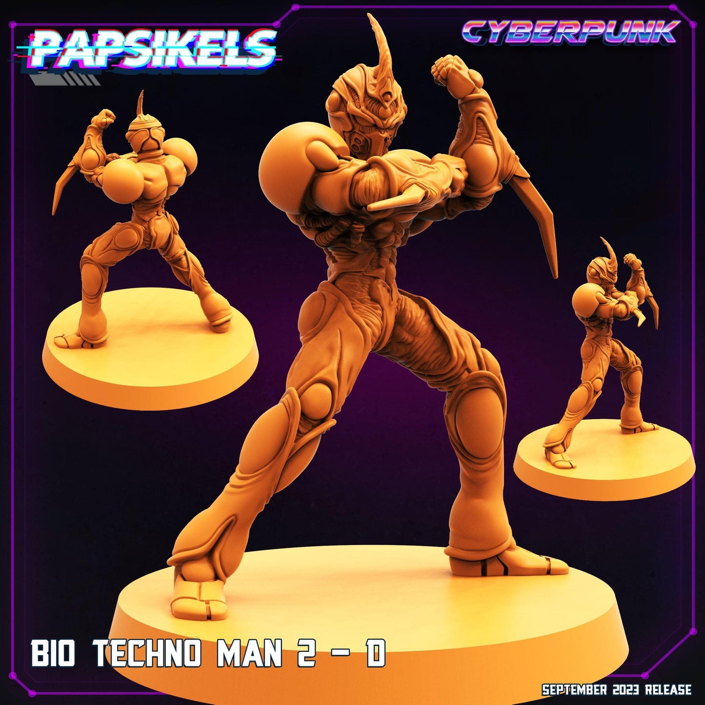 3D Printed Papsikels September 2023 Cyberpunk Bio Techno Man 1 Set 28mm 32mm - 3D Printing Boss 