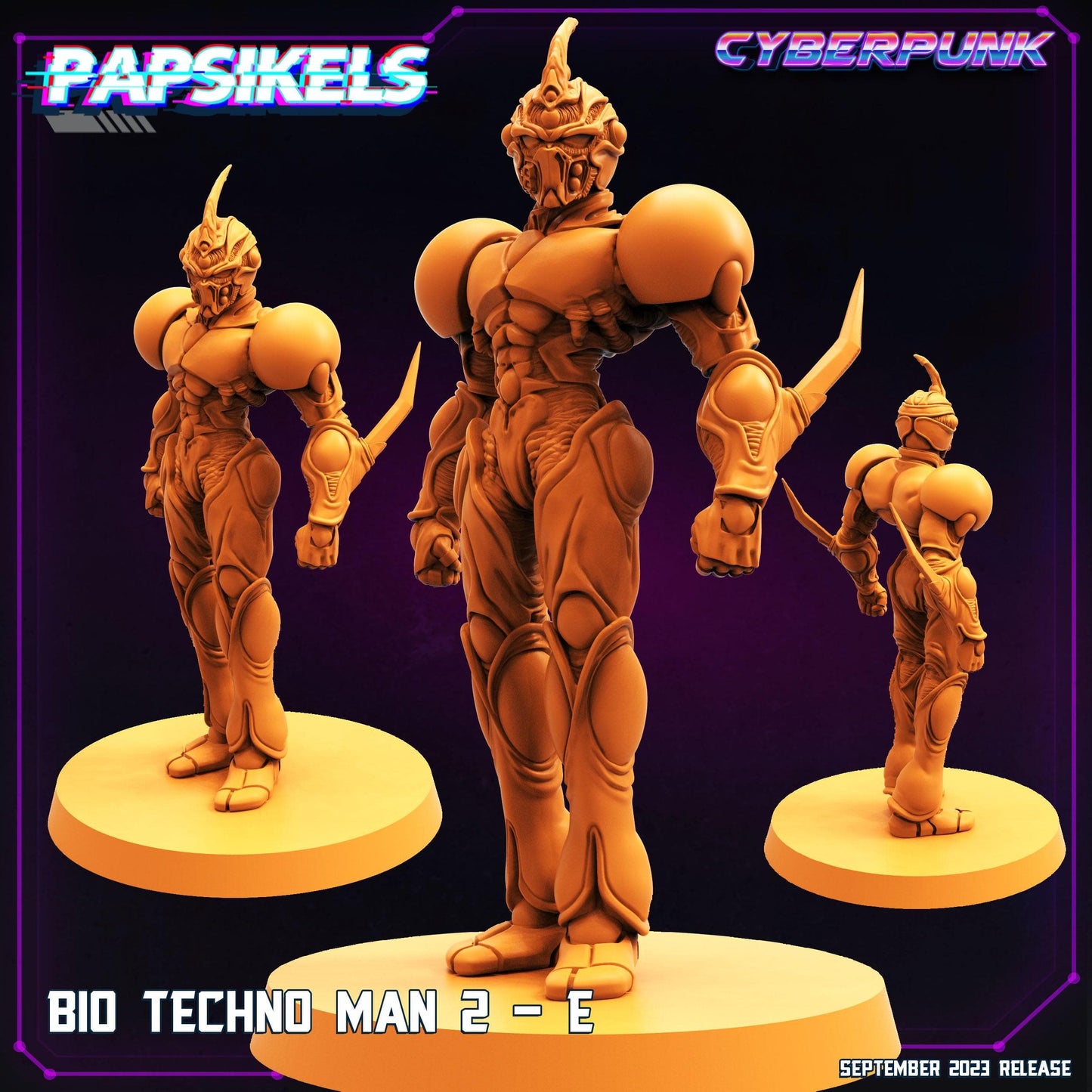 3D Printed Papsikels September 2023 Cyberpunk Bio Techno Man 1 Set 28mm 32mm - 3D Printing Boss 