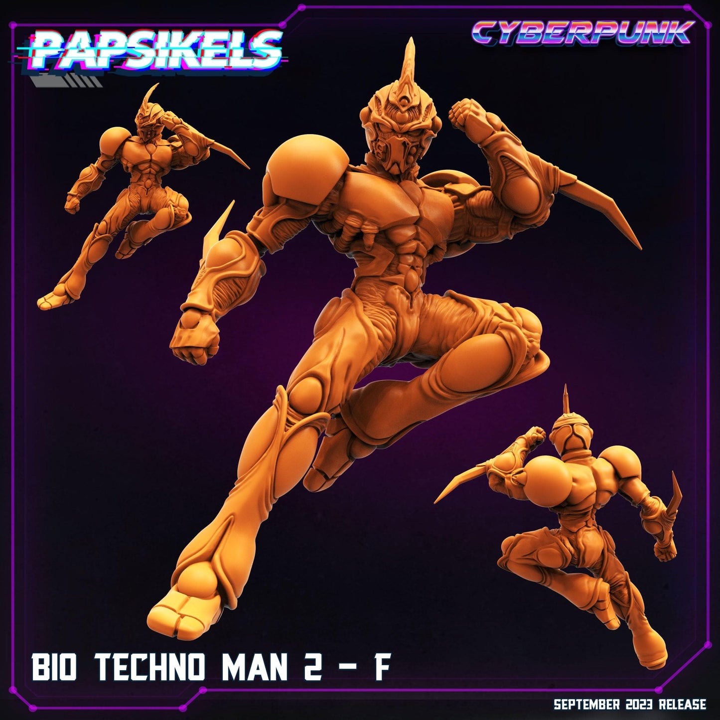 3D Printed Papsikels September 2023 Cyberpunk Bio Techno Man 1 Set 28mm 32mm - 3D Printing Boss 