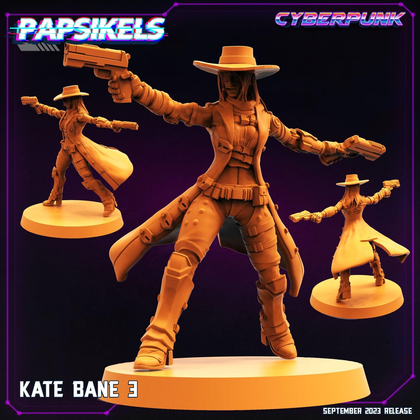 3D Printed Papsikels September 2023 Cyberpunk Kate Bane Set 28mm 32mm - 3D Printing Boss 