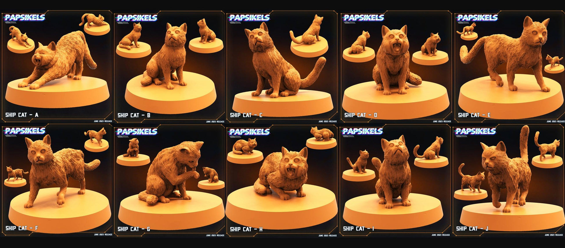 3D Printed Papsikels - Ship Cat Set - 28mm 32mm - 3D Printing Boss 