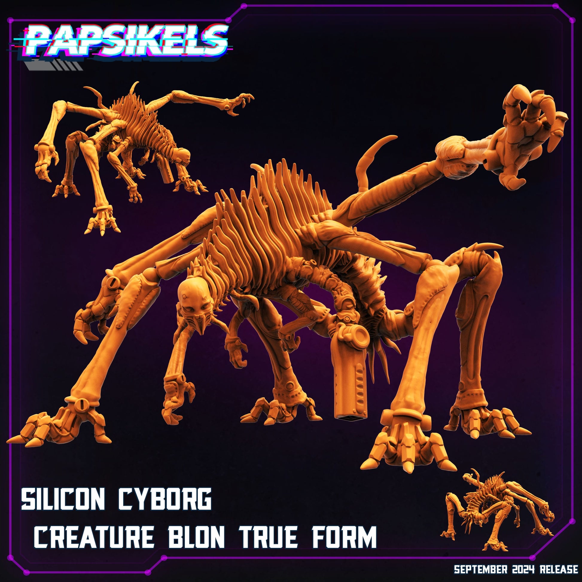 3D Printed Papsikels  Silicon Cyborg Creature Blon True Form SEPTEMBER 2024 CYBERPUNK 28mm 32mm - 3D Printing Boss 