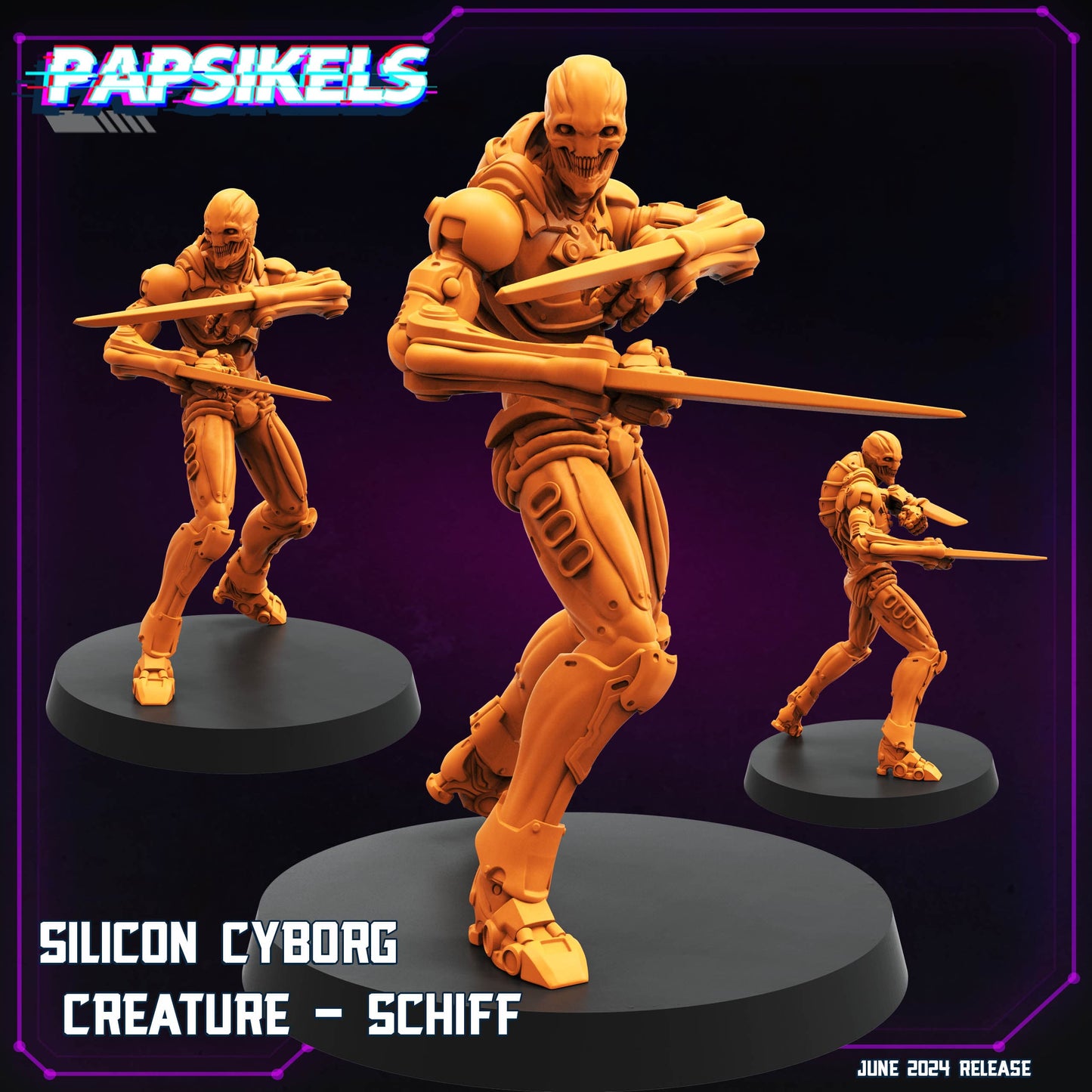 3D Printed Papsikels Silicon Cyborg Creature Schiff Set JUNE 2024 TRIBES - CYBERPUNK 28mm 32mm - 3D Printing Boss 
