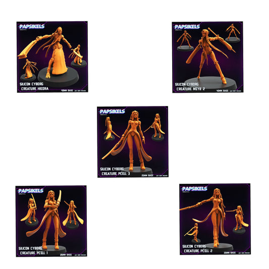 3D Printed Papsikels Silicon Cyborg Creature Set July 2024 Cyberpunk 28mm 32mm - 3D Printing Boss 