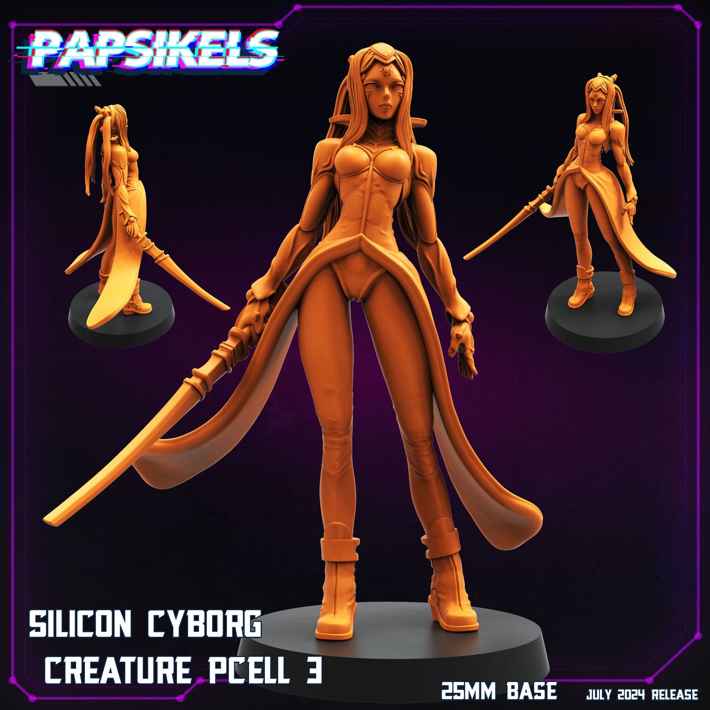 3D Printed Papsikels Silicon Cyborg Creature Set July 2024 Cyberpunk 28mm 32mm - 3D Printing Boss 
