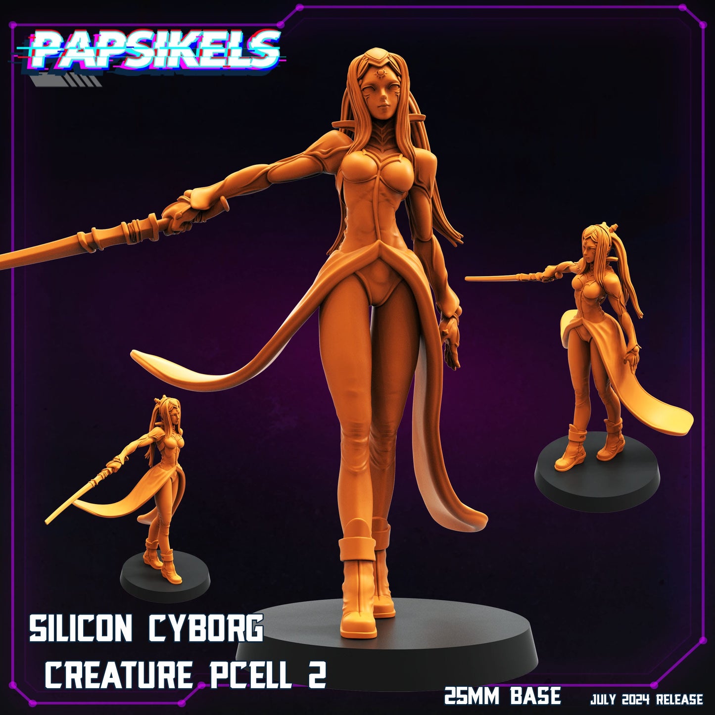 3D Printed Papsikels Silicon Cyborg Creature Set July 2024 Cyberpunk 28mm 32mm - 3D Printing Boss 