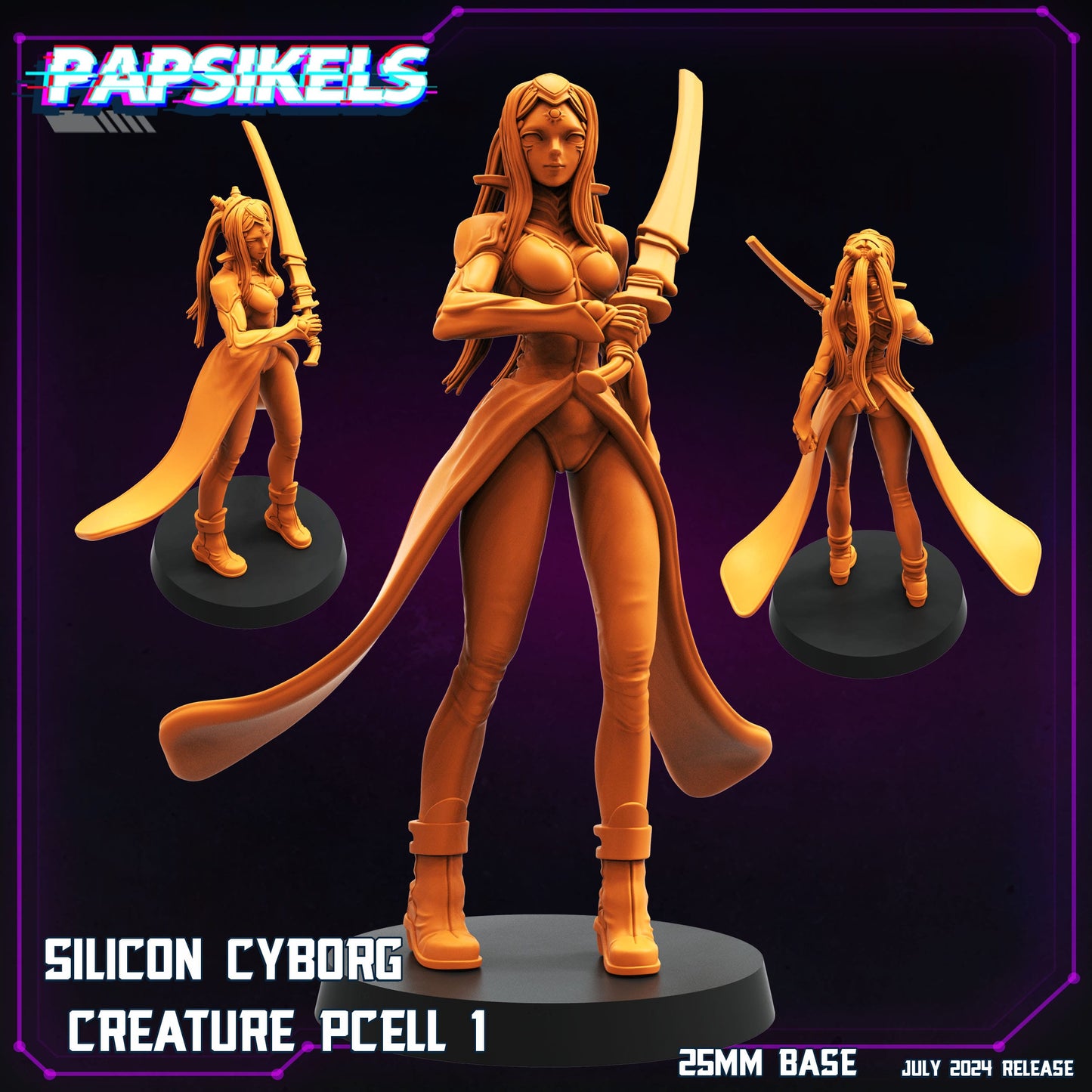 3D Printed Papsikels Silicon Cyborg Creature Set July 2024 Cyberpunk 28mm 32mm - 3D Printing Boss 