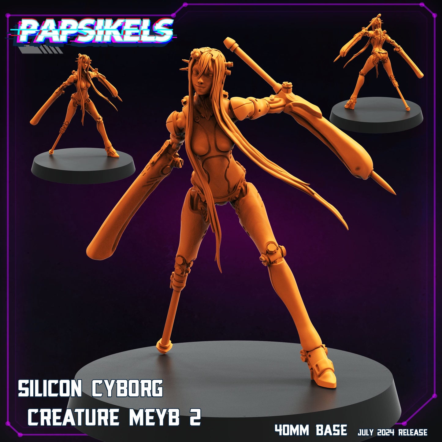 3D Printed Papsikels Silicon Cyborg Creature Set July 2024 Cyberpunk 28mm 32mm - 3D Printing Boss 