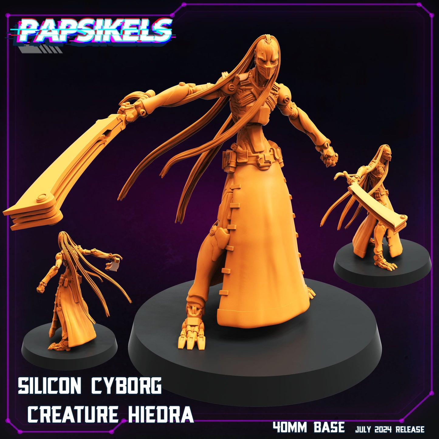 3D Printed Papsikels Silicon Cyborg Creature Set July 2024 Cyberpunk 28mm 32mm - 3D Printing Boss 