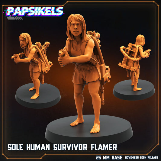 3D Printed Papsikels Sole Human Survivor Flamer Nov 2024 Scifi 28mm 32mm - 3D Printing Boss 