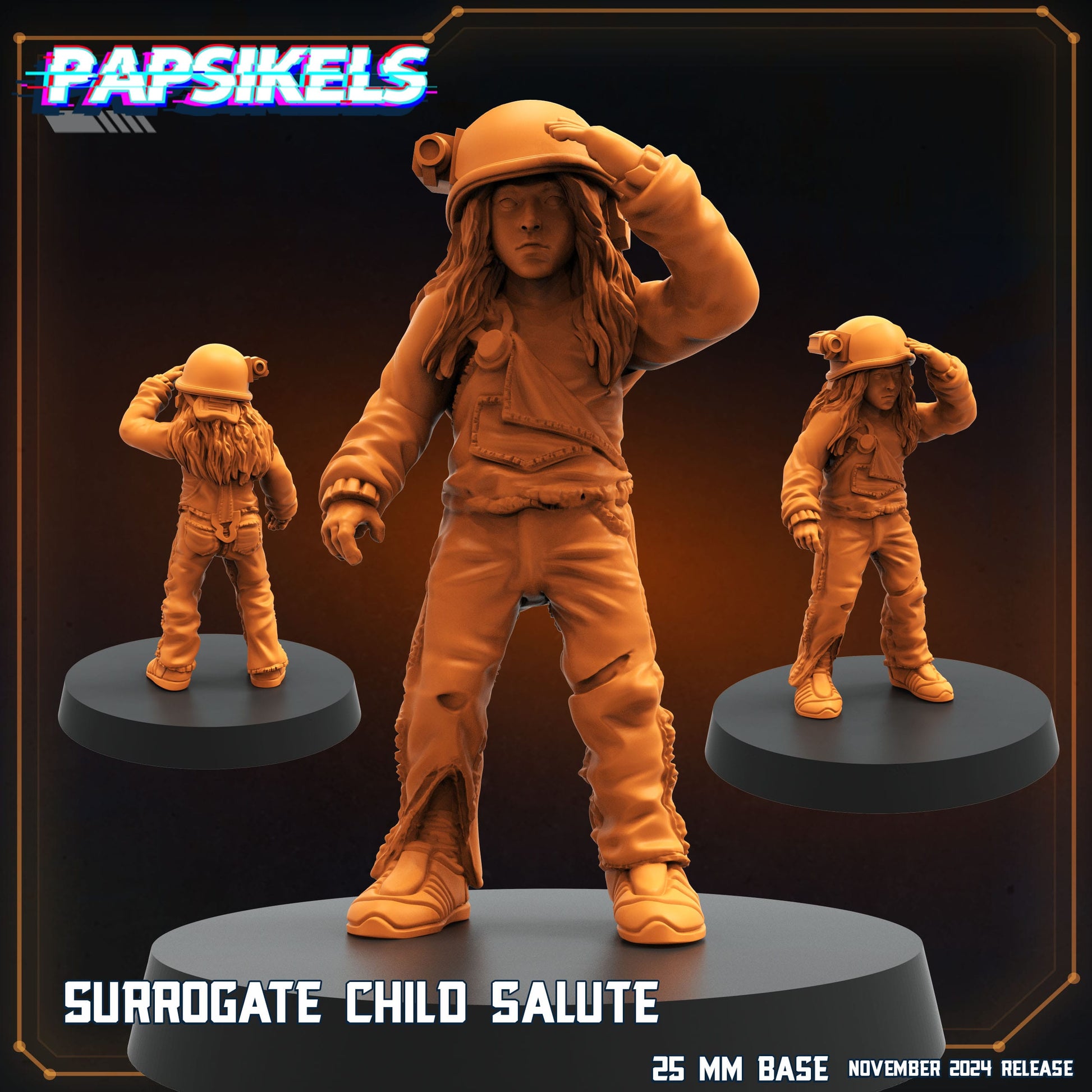 3D Printed Papsikels Surrogate Child Salute Nov 2024 Scifi 28mm 32mm - 3D Printing Boss 